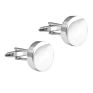 Savoyshi Simple Plain Metal Silver Cufflinks for Mens