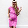 Seefoun Women Nursing Tops Maternity Maxi Dresses Striped Short Sleeve T-Shirt plus Size S-2Xl Casual Maternity Dress