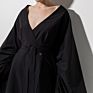 Sell Black Dress Ladies Long Elbis V-Neck Flared Sleeves Waist Chic Slim Robe Pleated French Dress Audrey Hepburn Dress