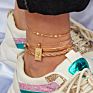 Sell Snake Bone Hip Hop 18K Gold Plated Queen Pendant Geometric Handmade Anklet