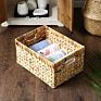 Set of 3 Natural Water Hyacinth Storage Bins Rectangular Basket