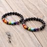 Seven Pulse Wheel Natural Stone Loose Beads Yoga Bracelet Volcanic Rock