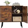 Side Table Side Cabinet Storage Cabinet with 3 Drawers Door Modern Accent Cabinet for Living Room Bedroom Kitchen
