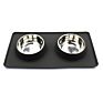 Silicone Double Dog Bowl Pet Pad Pet Feeding Bowl Non-Slip Leakproof Dual-Use Pet Mat Black Grey