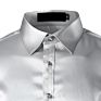 Silk Satin Long Sleeve Slim Fit Dress Luxury Shirts for Men