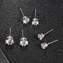 Silver Plated Crystal Cz Stud Earrings Wedding round Shape Diamond Zirconia Studs Earrings