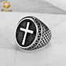 Silver Ring Antique Stainless Steel Finger Rings Men Prayer Cross Rings for Men