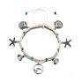 Simple Beach Jewelry Braided Rope Anklet Bracelet Sea Star Wave Charm Silver Anklet Bracelet for Girls