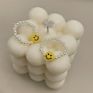 Simple Cute Pearl Handmade Stacked Elastic Rings Smiley Beaded Irregular Pearl Rings for Girls