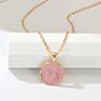 Simple Gold Color Coin Heart Necklace Enamel Stars Moon Heart round Pendant Necklace