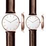 Simple Jam Tangan Couple Watch Original Brown Leather Watch