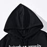 Slogan Print Oversized Long Sleeve round Neck Kangaroo Pocket Drawstring Hoodie Women Pullover Autumn Sweatshirt