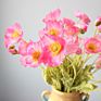 Small Moq Colorful Flocking Artificial Poppy Silk Flower Four Poppies for Wedding Decoration Flowers Wall