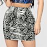 Snake Print Pu Leather Skirt Lady Mini Skirt