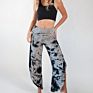 Soft Bamboo Cotton Yoga Pants Capri plus Size Tie Dye Yoga Pants Wide Leg Harem Yoga Pants Side Slit