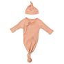 Soft Sleeper Gown with Hat Set for Unisex Baby Newborn Knotted Nightgown Knit Ribbed Bamboo Kimono Knotted Gown