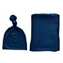Solid Blue Color 47"X47" Baby Swaddle and Hat Set Knitted Baby Boys Blanket