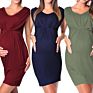 Solid Color Knitted round Neck Sleeveless Maternity Dress