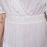 Solid Color V Neck Long Dress Pleated Maxi Elastic Waist Dresses Women Casual