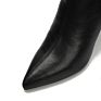 Solid Women High Heel Boots Black Leather Casual Ankle Boots