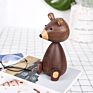 Solid Wood Animal Figurines Ornaments for Little Brown Bear Wood Crafts Toys Home Decor for Kids Handy Crafts