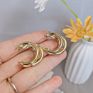 Spot 18K Gold-Plated Earrings 925 Silver Needle Three-Layer C-Shaped Gold-Plated Hoop Earrings