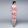 Spot Sales Woman Clothes Apparel Elegant Floral Casual Dresses Square Collar Long Sleeve Slim