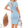 Spring and Women's Short-Sleeved Pleated Knit Dress Solid Color Short-Sleeved Skirt