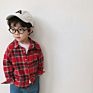 Spring Long Sleeve Casual Cotton Plaid Shirt Boys Kids Plaid T Shirt