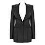 Spring Pu Black Tuxedo Hollow Out Ladies Suit V-Neck Women Suit