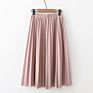 Spring Women High Waist Skirt Solid Color Pleated Skirt Women Causal Midi Skirts