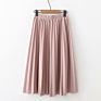 Spring Women High Waist Skirt Solid Color Pleated Skirt Women Causal Midi Skirts