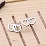 Stainless Steel 3 Colors Double Heart Kid Stick No Hile Earring