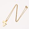 Stainless Steel Africa Map Necklace Hollow Geometric Heart Pendant Clavicle Chain