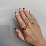 Stainless Steel Double Heart Enamel Rings 18K Gold Plated Love Colorful Double Color Rings for Women Christmas Jewelry