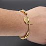 Stainless Steel Gold 8Mm Beads Rosary Chain Women Men Cross Bracelet with Virgin Mary Pendant Bracelet