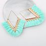 Style Alloy Geometric V-Shaped Color Flower Vintage Women Spring Female Boho Tassel Hoop Earrings