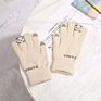 Style Plush Gloves Stretch Knitted Gloves Autumn and Girls Cute Cold-Proof Touch Screen Student Warm Gloves