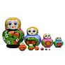 Style Russian Doll with 10 Layers Strawberry Relief in Black and Red