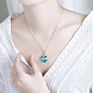 Style Silver Necklace Blue Heart Shape Blue Gemstone Necklace Zircon Design Jewelry