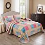 Superfine Fiber Embroidered Stitching Bed Cover Three Piece Home Quilts Washable