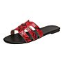 Supply Attractive Price Falt Big Size Woman Slippers Leopard Pu Slides Flip Flops Beach Slippers