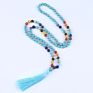 Tassel necklacea agate stone 108 mala beads