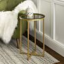 Tempered Glass Top round Accent Side Metal End Table with X-Shaped Base