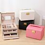 Three Layer Pu Leather Ornament Box Double Drawer Jewelry Box Princess Jewelry Storage Box