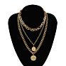 Three Layers Delicate Metal Chain Necklace with Alloy Charm