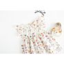 Toddler Baby Girls Cotton Flower Print Dress Kids Tulle Organza Dresses Ruffle Sleeve Sweet Dress