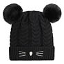 Toddler Cat Embroidery Kids Beanie with Furry Lining