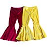 Toddler Girl Burgundy Velvet Bell Bottoms Girl Fall Popular Trousers Girl Flared Pants