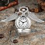 Top Pocket Watch Necklace Hollow Out Skeleton with Wing Flower